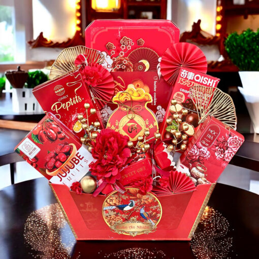 Giỏ quà Tết mẫu Thuyền - TH26D (màu Đỏ)